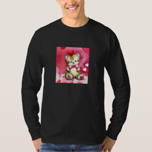 Valentine's Day Love Heart Cat Teddy Girlfriend Fi T-Shirt