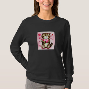 Valentine's Day Love Heart Cat Teddy Girlfriend Fi T-Shirt