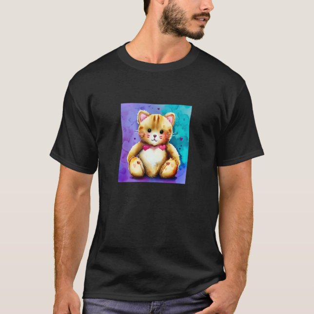 Valentine's Day Love Heart Cat Teddy Girlfriend Fi T-Shirt (Front)