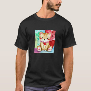 Valentine's Day Love Heart Cat Teddy Girlfriend Fi T-Shirt
