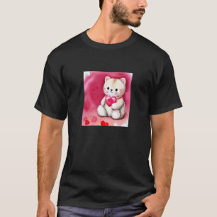 Valentine's Day Love Heart Cat Teddy Girlfriend Fi T-Shirt