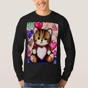Valentine's Day Love Heart Cat Teddy Girlfriend Fi T-Shirt