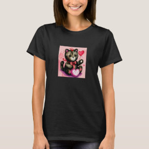 Valentine's Day Love Heart Cat Teddy Girlfriend Fi T-Shirt