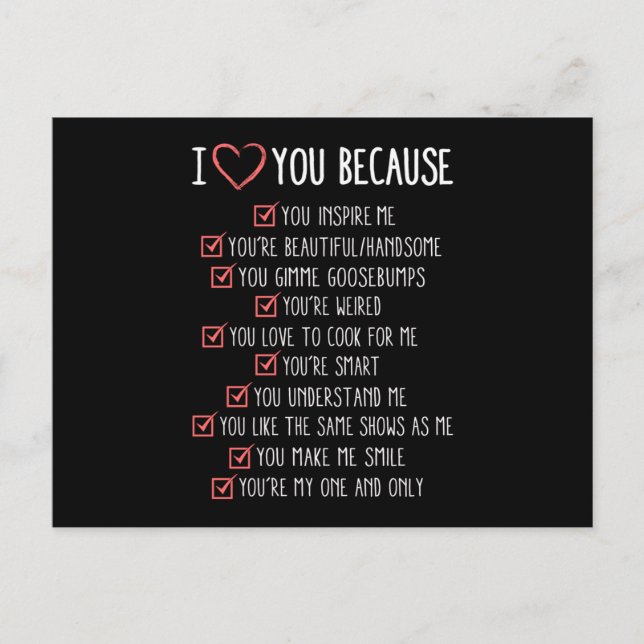 Valentine's Day Love Heart Couples Funny Gift Idea Postcard (Front)