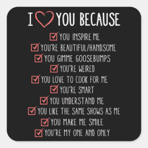 Valentine's Day Love Heart Couples Funny Gift Idea Square Sticker