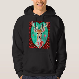 Valentine's Day Love Heart Cute Deer Girlfriend Fi Hoodie