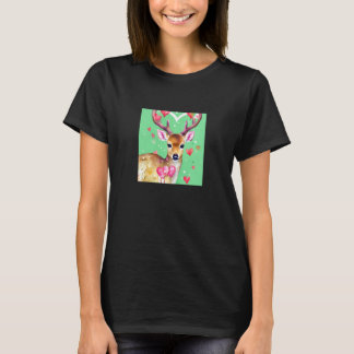 Valentine's Day Love Heart Cute Deer Girlfriend Fi T-Shirt
