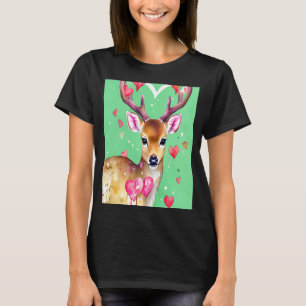 Valentine's Day Love Heart Cute Deer Girlfriend Fi T-Shirt