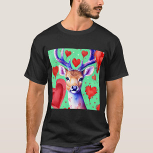 Valentine's Day Love Heart Cute Deer Girlfriend Fi T-Shirt