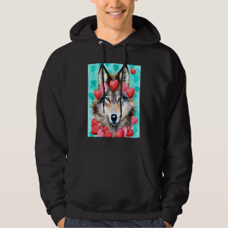 Valentine's Day Love Heart Cute Wolf Girlfriend Fi Hoodie