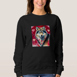 Valentine's Day Love Heart Cute Wolf Girlfriend Fi Sweatshirt
