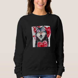 Valentine's Day Love Heart Cute Wolf Girlfriend Fi Sweatshirt