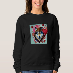 Valentine's Day Love Heart Cute Wolf Girlfriend Fi Sweatshirt