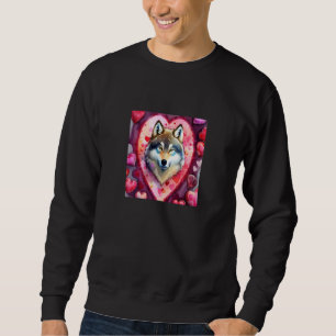 Valentine's Day Love Heart Cute Wolf Girlfriend Fi Sweatshirt