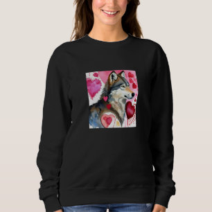 Valentine's Day Love Heart Cute Wolf Girlfriend Fi Sweatshirt