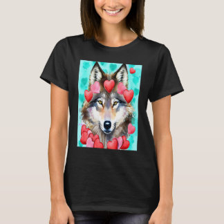 Valentine's Day Love Heart Cute Wolf Girlfriend Fi T-Shirt