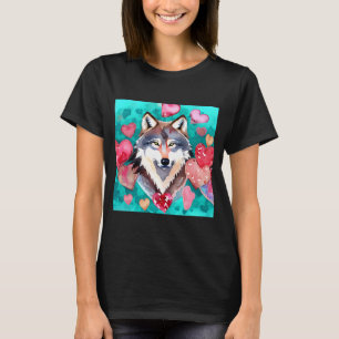 Valentine's Day Love Heart Cute Wolf Girlfriend Fi T-Shirt