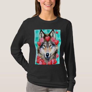 Valentine's Day Love Heart Cute Wolf Girlfriend Fi T-Shirt