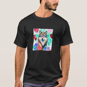 Valentine's Day Love Heart Cute Wolf Girlfriend Fi T-Shirt