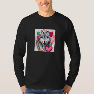 Valentine's Day Love Heart Cute Wolf Girlfriend Fi T-Shirt