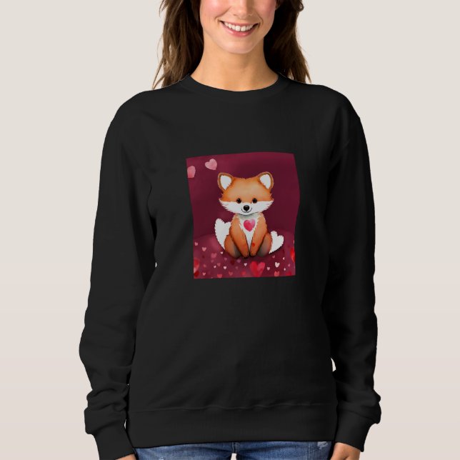 Valentine's Day Love Heart Fox Teddy Girlfriend Fi Sweatshirt (Front)