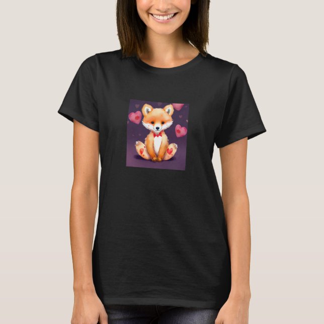 Valentine's Day Love Heart Fox Teddy Girlfriend Fi T-Shirt (Front)