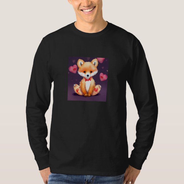 Valentine's Day Love Heart Fox Teddy Girlfriend Fi T-Shirt (Front)