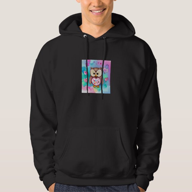Valentine's Day Love Heart Owl Teddy Girlfriend Fi Hoodie (Front)
