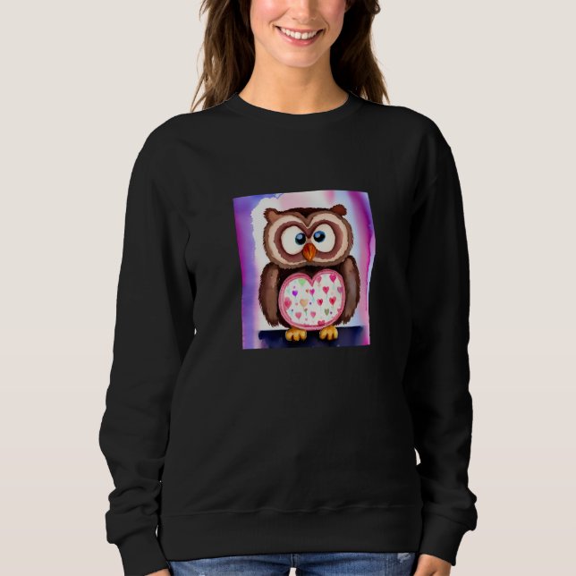 Valentine's Day Love Heart Owl Teddy Girlfriend Fi Sweatshirt (Front)