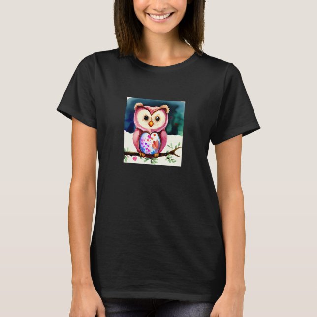 Valentine's Day Love Heart Owl Teddy Girlfriend Fi T-Shirt (Front)