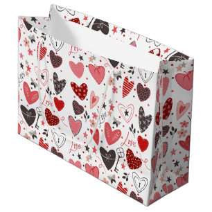Valentines Day Love Heart Pink & Red  Large Gift Bag