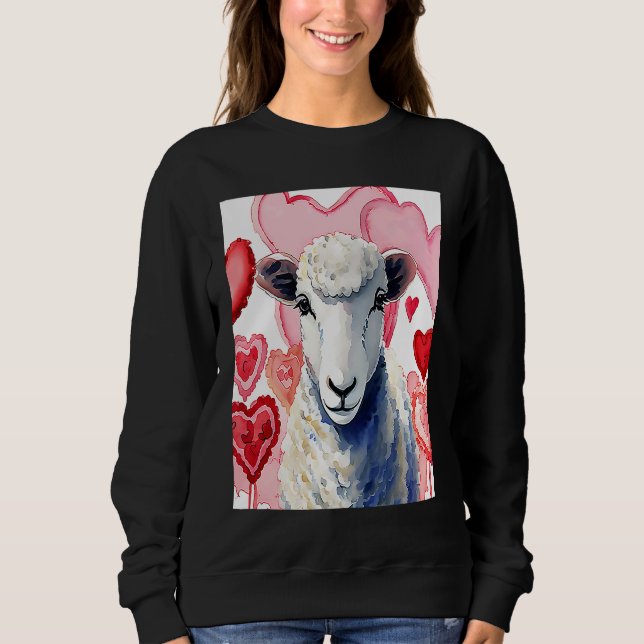Valentine's Day Love Heart Sheep Girlfriend Fiancé Sweatshirt (Front)