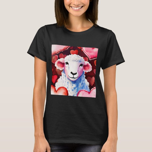 Valentine's Day Love Heart Sheep Girlfriend Fiancé T-Shirt (Front)