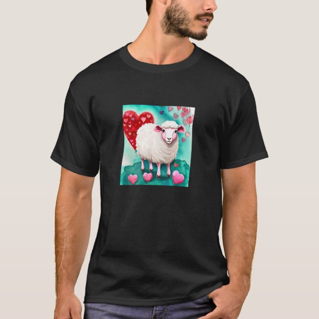 Valentine's Day Love Heart Sheep Girlfriend Fiancé T-Shirt (Front)