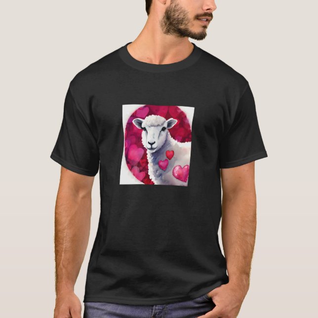 Valentine's Day Love Heart Sheep Girlfriend Fiancé T-Shirt (Front)