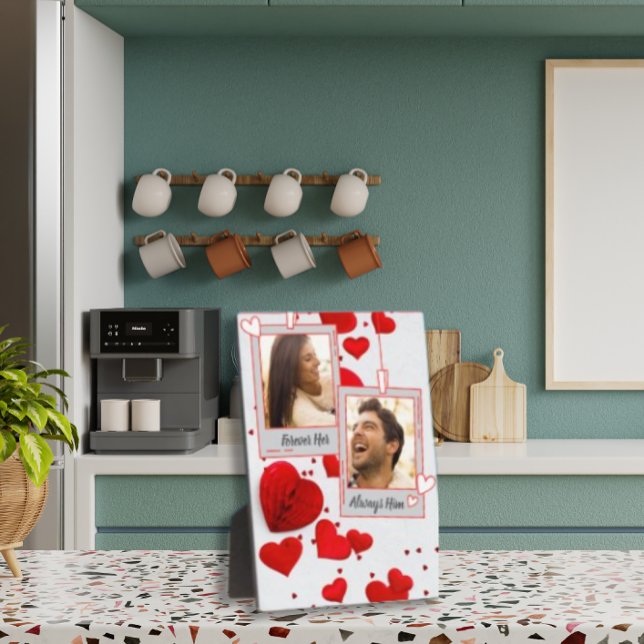 Valentine's Day Love Hearts Custom Couple Photo  Plaque (Creator Uploaded)