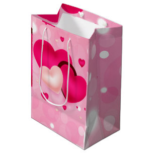 Valentine's Day Love Hearts Cute red and pink  Medium Gift Bag