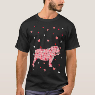 Valentines Day Love Hearts English Bulldog Dog Pup T-Shirt