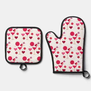 Valentine's Day Love & Hearts  Oven Mitt & Pot Holder Set