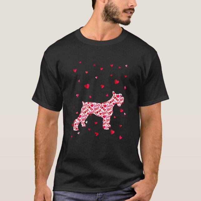 Valentines Day Love Hearts Schnauzer Dog Puppy Lov T-Shirt (Front)