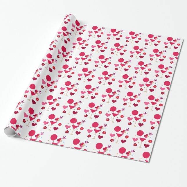 Valentine's Day Love & Hearts  Wrapping Paper (Unrolled)