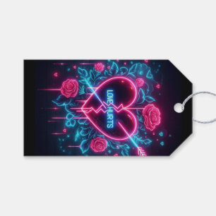Valentine's Day Love Hurts Neon Heart Gift Tags