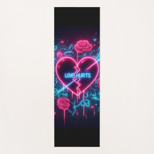 Valentine's Day Love Hurts Neon Heart Yoga Mat