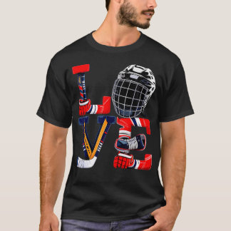 Valentines Day Love Ice Hockey Items Men Boys T-Shirt