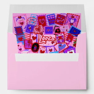 Valentine's Day Love Mail Postage Stamps Envelopes