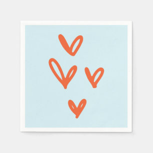 Valentine's Day Love Pastel Blue and Red Napkin