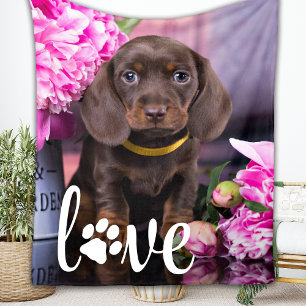 Valentines Day LOVE Personalised Pet Photo Dog Fleece Blanket