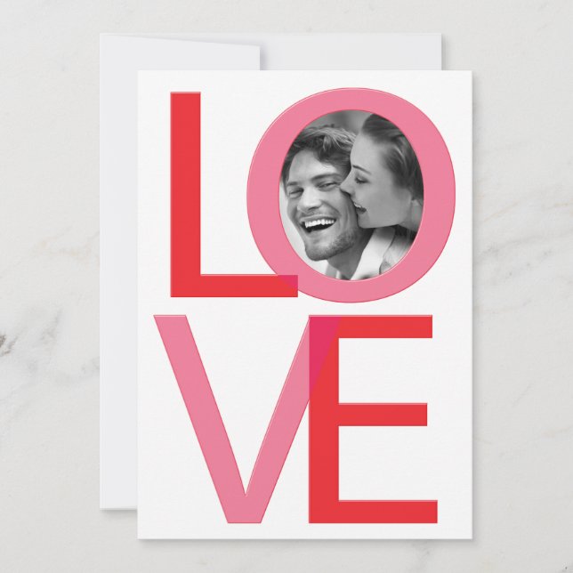 Valentines Day LOVE Photo Engagement Invitation (Front)