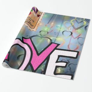 valentines day love pink gift wrapping paper
