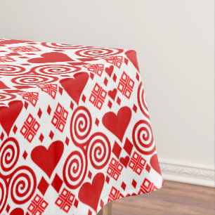 Valentine's Day Love Pink, Red and White Pattern Tablecloth